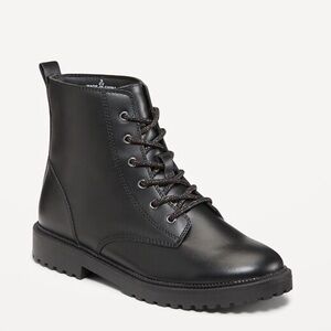 Shiny faux leather combat boots girls